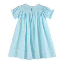 Load image into Gallery viewer, Light Blue Daisy Smocked Bishop Dress
