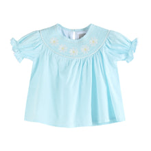 Load image into Gallery viewer, Light Blue Daisy Smocked Dress and Bloomer Set