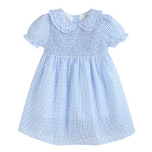 Load image into Gallery viewer, Light Blue Gingham Smocked Dress