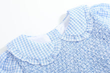Load image into Gallery viewer, Light Blue Gingham Smocked Dress