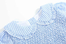 Load image into Gallery viewer, Light Blue Gingham Smocked Dress
