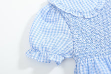 Load image into Gallery viewer, Light Blue Gingham Smocked Dress