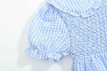 Load image into Gallery viewer, Light Blue Gingham Smocked Dress