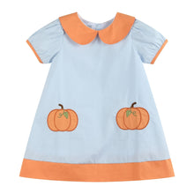 Load image into Gallery viewer, Light Blue Pumpkin Applique Collared Dress