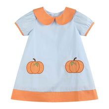 Load image into Gallery viewer, Light Blue Pumpkin Applique Collared Dress