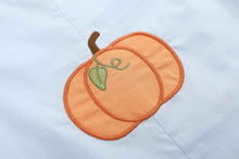 Load image into Gallery viewer, Light Blue Pumpkin Applique Overalls