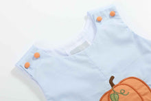 Load image into Gallery viewer, Light Blue Pumpkin Applique Overalls