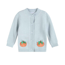 Load image into Gallery viewer, Light Blue Pumpkin Girls Cardigan