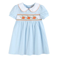 Load image into Gallery viewer, Light Blue Pumpkin Vine Smocked Dress