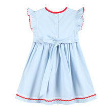 Load image into Gallery viewer, Light Blue USA Flag Smocked Dress