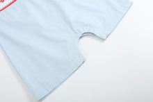 Load image into Gallery viewer, Light Blue USA Flag Smocked Shortalls