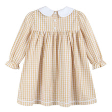 Load image into Gallery viewer, Light Brown Gingham Pumpkin Vine Ruffle Dress