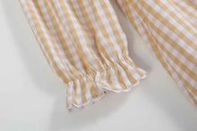 Load image into Gallery viewer, Light Brown Gingham Pumpkin Vine Ruffle Dress