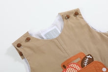 Load image into Gallery viewer, Light Brown Pumpkin Football Truck Overalls