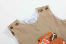 Load image into Gallery viewer, Light Brown Pumpkin Football Truck Overalls