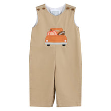 Load image into Gallery viewer, Light Brown Pumpkin Football Truck Overalls