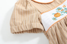 Load image into Gallery viewer, Light Brown Pumpkin Smocked Collared Dress