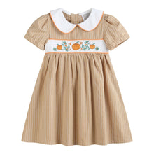 Load image into Gallery viewer, Light Brown Pumpkin Smocked Collared Dress