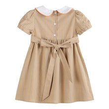 Load image into Gallery viewer, Light Brown Pumpkin Smocked Collared Dress