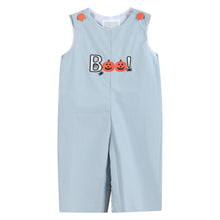 Load image into Gallery viewer, Light Gray 'Boo' Applique Overalls