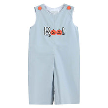 Load image into Gallery viewer, Light Gray 'Boo' Applique Overalls