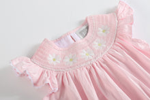 Load image into Gallery viewer, Light Pink Daisy Smocked Ruffle Romper