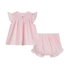 Load image into Gallery viewer, Light Pink Daisy Smocked Top and Bloomer 2 pc set