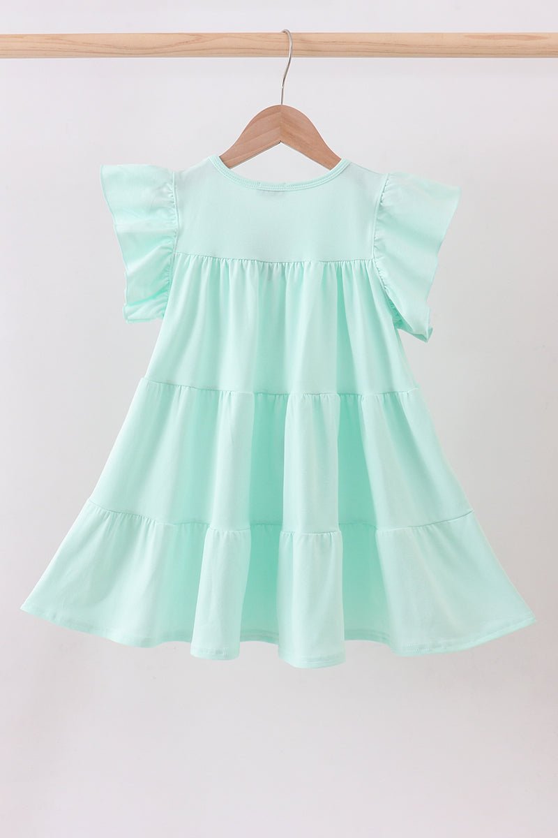 Mint clover sequin ruffle tiered dress - Abbies Place