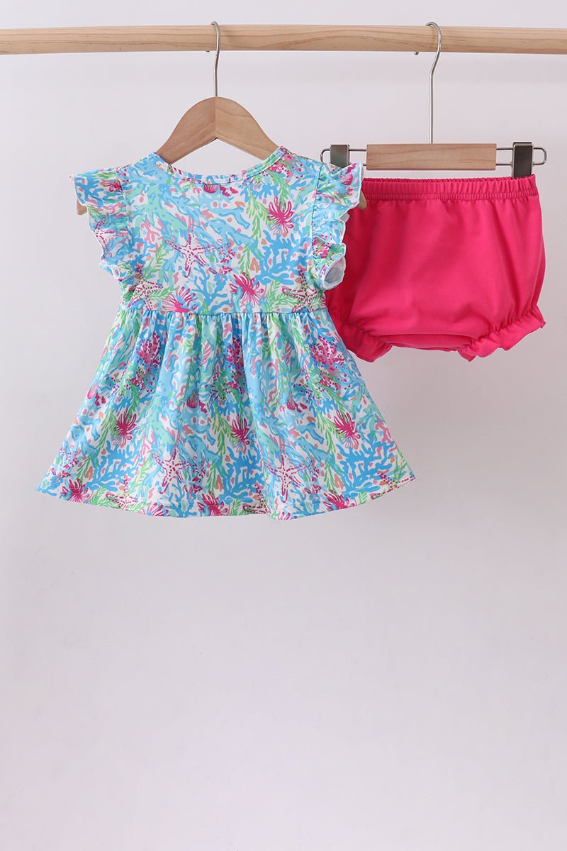 Mint island bloom ruffle bloomer set - Abbies Place