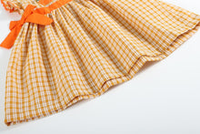 Load image into Gallery viewer, Orange Gingham Ruffle Pumpkin Bow Dress