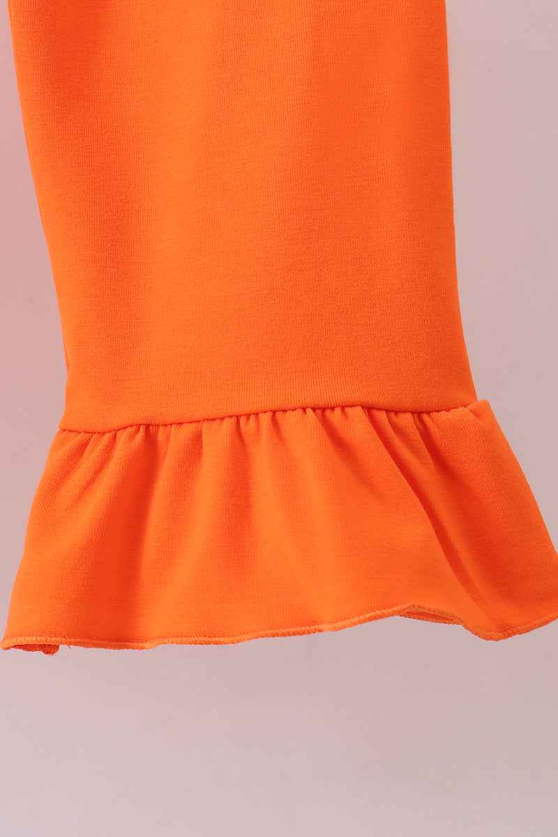 Orange Tennessee embroidery stripe ruffle dress - Abbies Place
