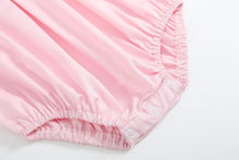 Load image into Gallery viewer, Pink and White Smocked Bubble Romper