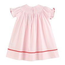 Load image into Gallery viewer, Pink Christmas Smocked Bishop Dress