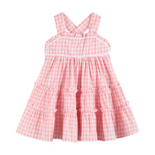 Load image into Gallery viewer, Pink Gingham Check Layered Sundress