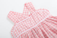 Load image into Gallery viewer, Pink Gingham Check Layered Sundress
