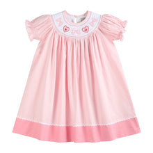 Load image into Gallery viewer, Pink Hearts & Bows Smocked Bishop Dress