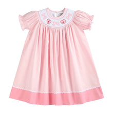 Load image into Gallery viewer, Pink Hearts & Bows Smocked Bishop Dress