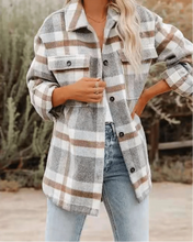 Load image into Gallery viewer, Plaid Button-Down Long Sleeve Jacket