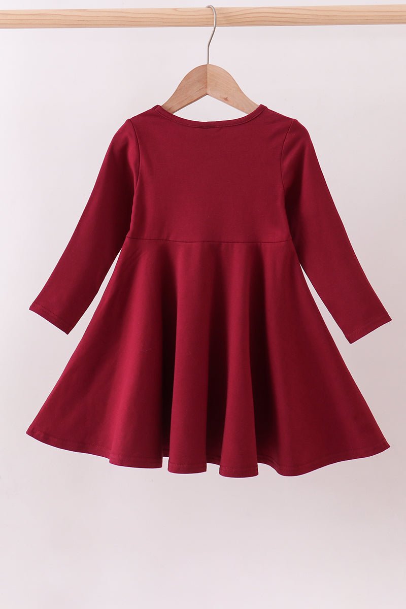 Premium Maroon Georgia bulldog applique dress - Abbies Place