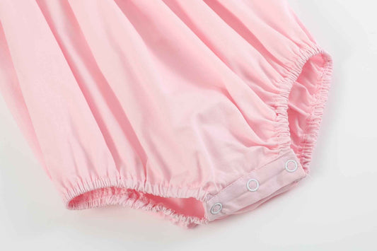 Pretty Pink Easter Bunny Smocked Flutter Romper - Abbies Place