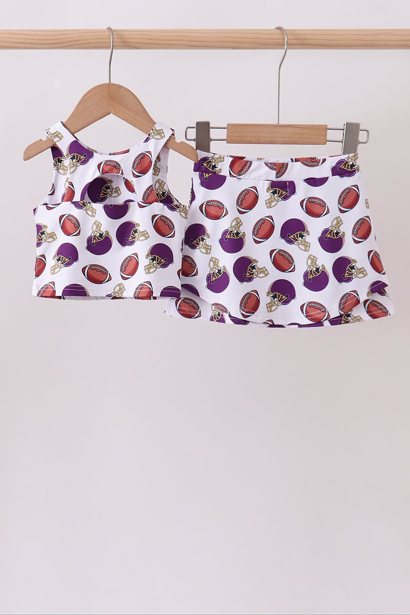 Purple active football print skort set - Abbies Place