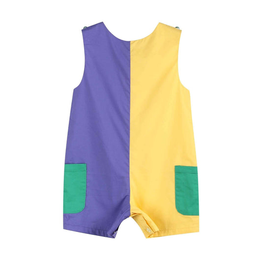 Purple, Green and Gold Mardi Gras Shortalls - Abbies Place