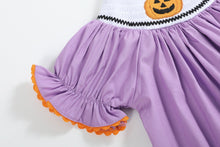 Load image into Gallery viewer, Purple Halloween Smocked Bishop Dress