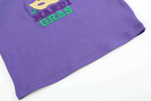 Purple Mardi Gras Applique Ruffle Shirt - Abbies Place
