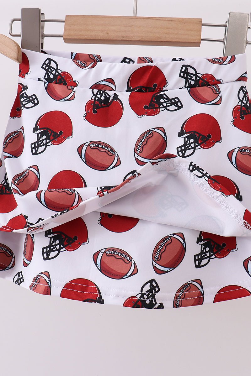 Red active football print skort set - Abbies Place