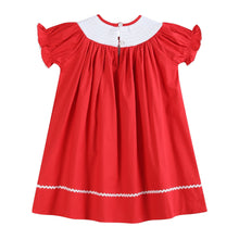 Load image into Gallery viewer, Red Christmas Bows Smocked Bishop Dress