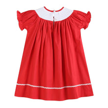 Load image into Gallery viewer, Red Christmas Bows Smocked Bishop Dress