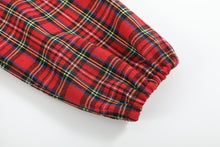 Load image into Gallery viewer, Red Christmas Plaid Colllared Ruffle Dress