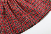 Load image into Gallery viewer, Red Christmas Plaid Colllared Ruffle Dress