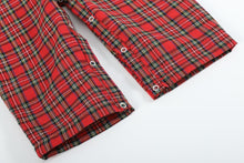 Load image into Gallery viewer, Red Christmas Plaid Santa Sleigh Smocked Overalls